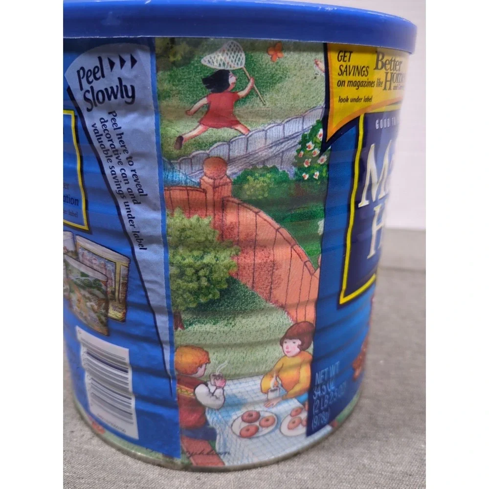 Vtg Maxwell House Coffee Large Tin Can wLid Artist Teddy Edinjiklian Spring 2005